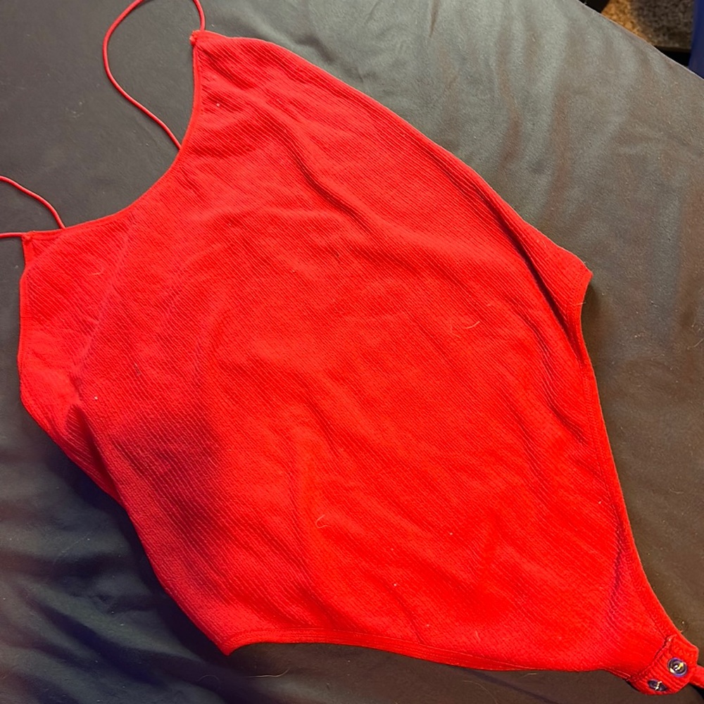 Red tank body suit